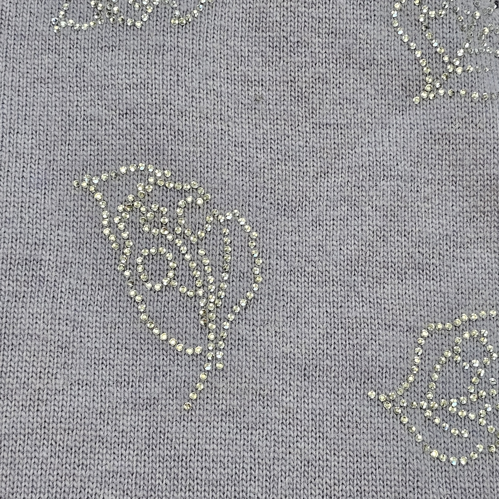 Zadig & Voltaire Gaby Strass Leaves Wool & Cashmere Sweater Lavender Ptp… - Picture 8 of 11
